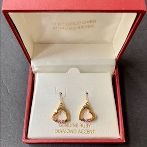 18 KARAT GOLD/SILVER/GENUINE RUBY/DIAMOND ACCENT